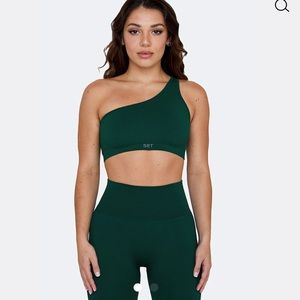 Set Active Ribbed One Shoulder Bra & Biker Short